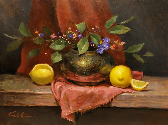 Lemons, Leaves & Light 12x16 $950 at Hunter Wolff Gallery
